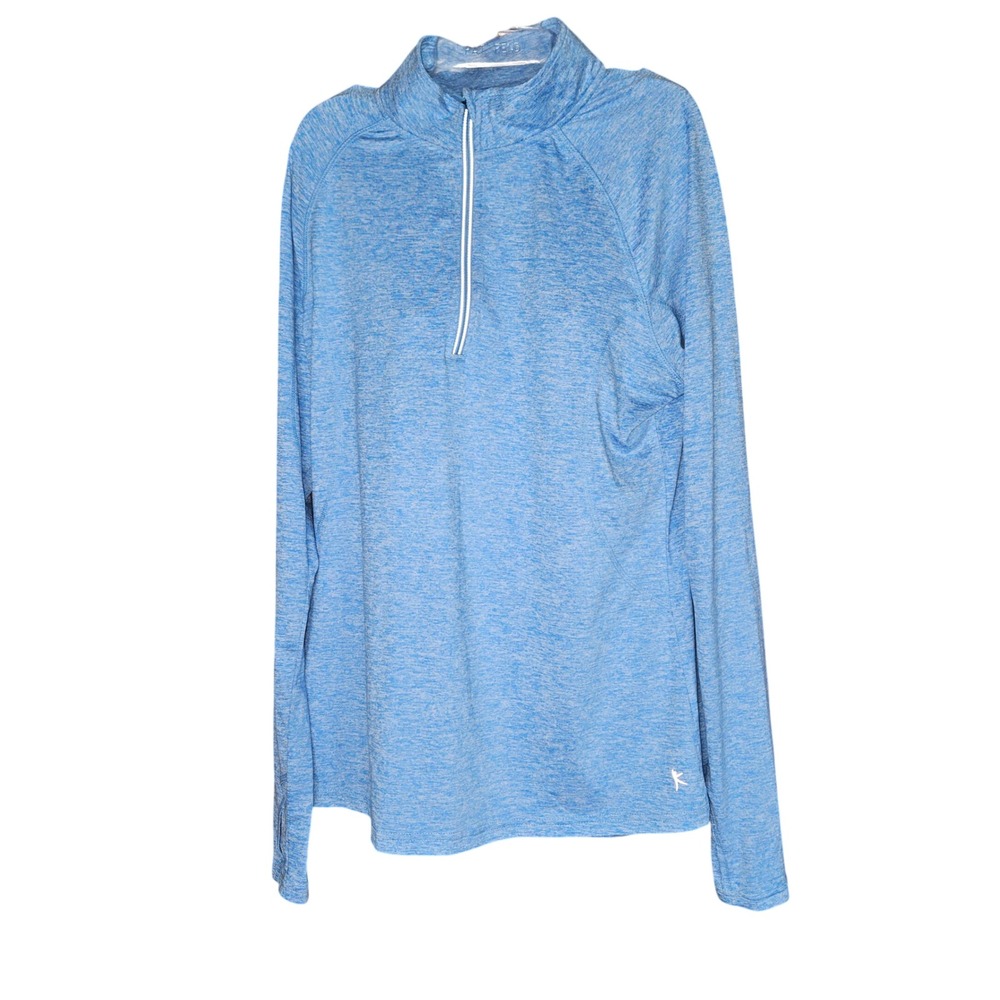 Danskin Now Womens Blue Heather Quarter Zip Pullover Athletic Top Large 12-14